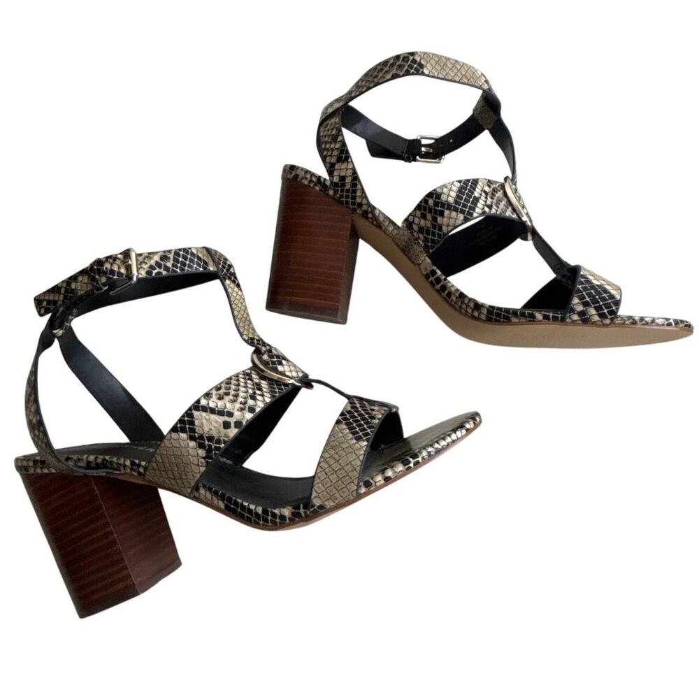 Marc Fisher Snakeskin Print Block Heel Sandals | Size 9 - Picture 3 of 10